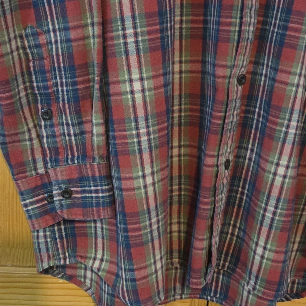 Orvis Plaid Flannel Shirt Long Sleeve Button Up Cotton Men's XL